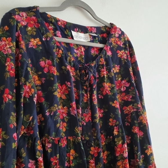 VTG Motherhood Floral Navy Tiered Button Blouse - Picture 3 of 8